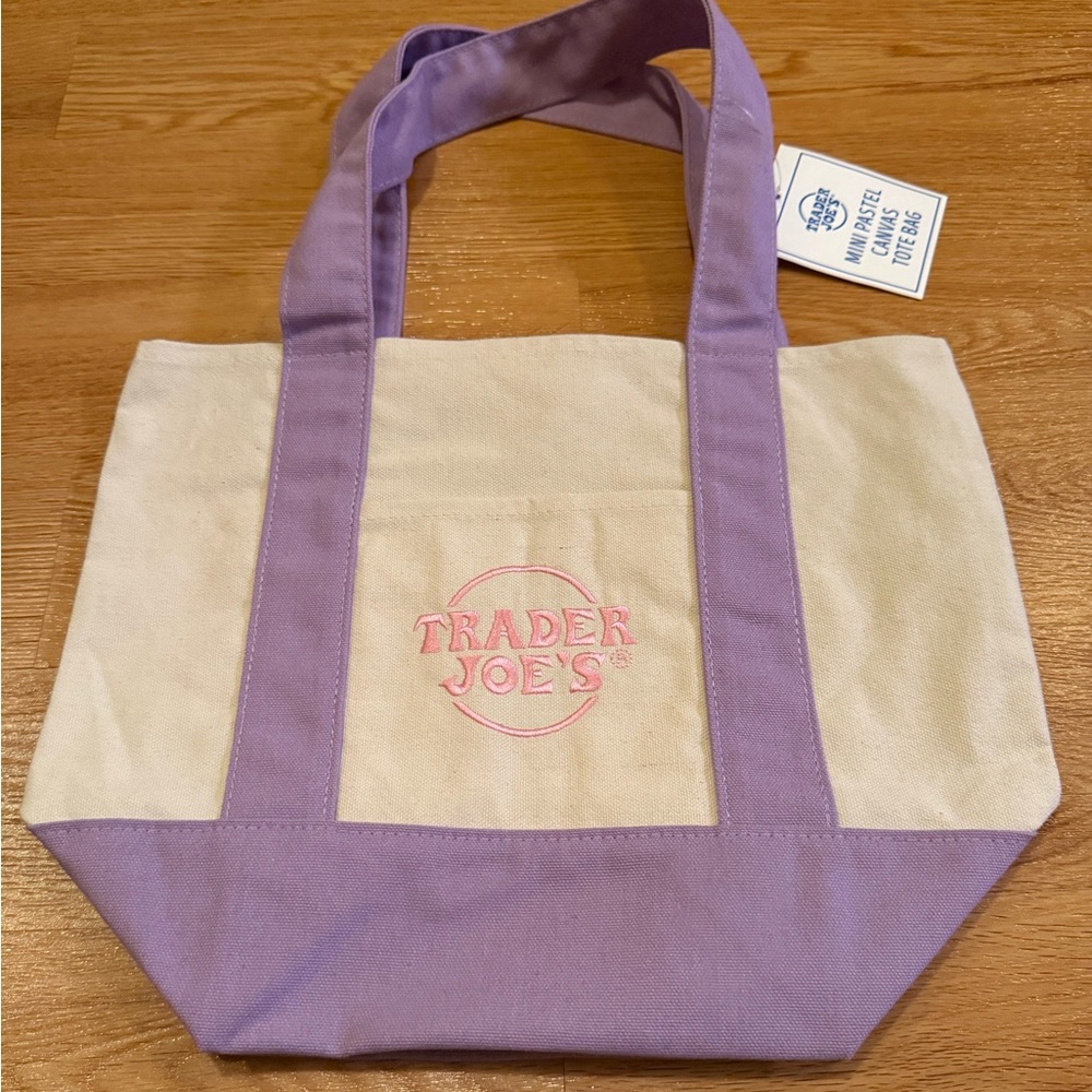 Trader Joe's Purple and Cream Tote Bag